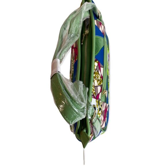 NEW Fricaine Purse Alluring Smile Shoulder Bag Patchwork Handbag Green Unique - Picture 6 of 8